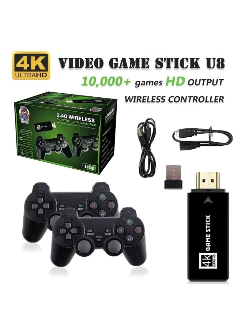 Game Stick 4k HD console de videogame retro 64g com 10000 jogos para ps1/fc/gba controle sem fio